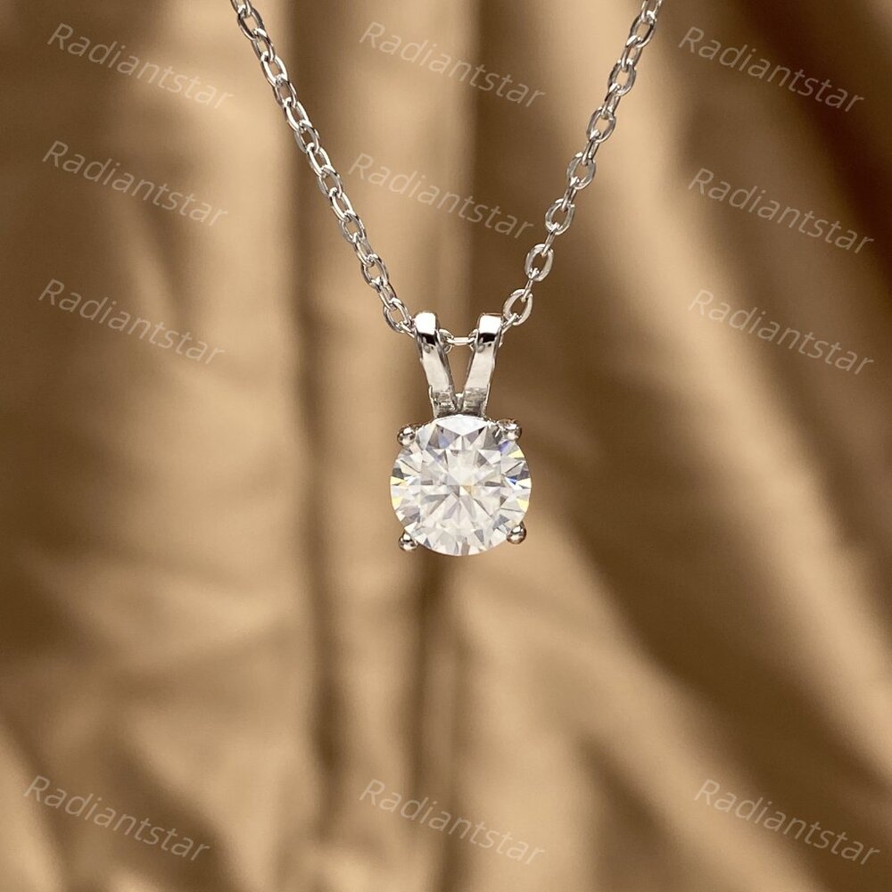 NEW Certified 1ct. t.w. Moissanite Solitare Pendant Necklace